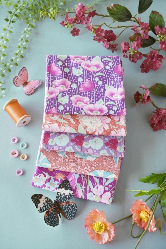 Tilda Patchwork Stoff Baumwolle - Gardenlife - Nasturtium Lavender